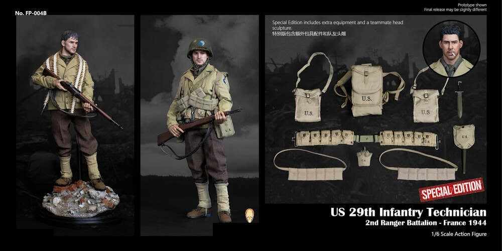 Pedido Figura US 29th Infantry Technician (Special Edition) - WWII 2nd Ranger Battalion - France 1944 marca Facepool FP-004B escala 1/6