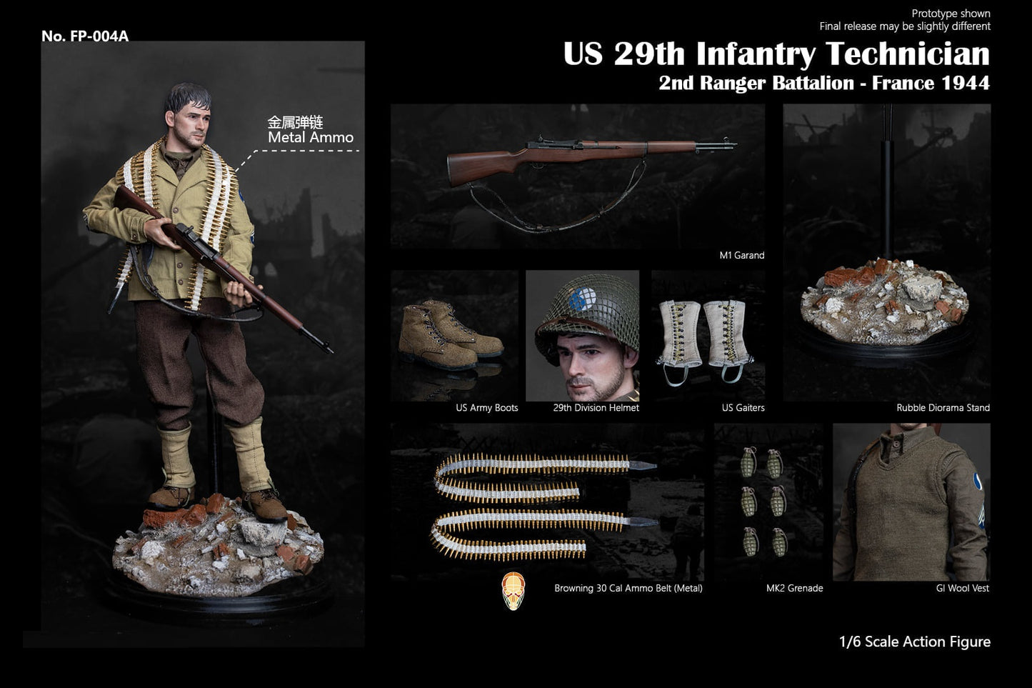 Pedido Figura US 29th Infantry Technician - WWII 2nd Ranger Battalion - France 1944 marca Facepool FP-004A escala 1/6