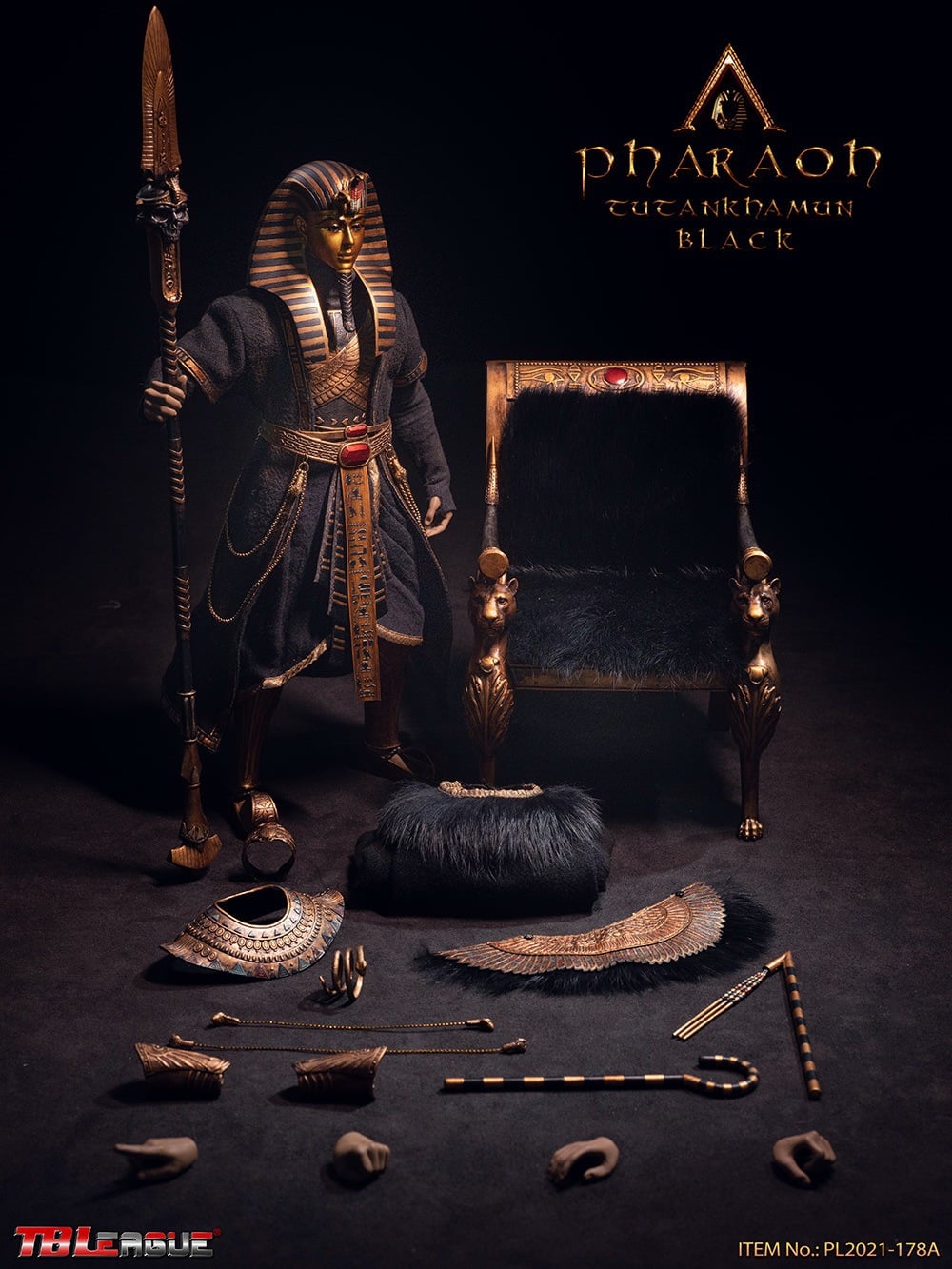 Pedido Figura Pharaoh Tutankhamun (versión Black) marca TBLeague PL2021-178A escala 1/6
