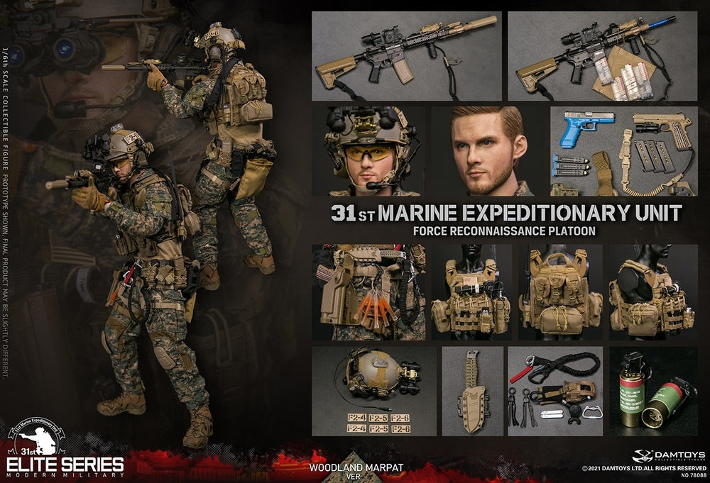 Pedido Figura 31st Marine Expeditionary Unit Force Reconnaissance Platoon - Woodland MARPAT marca Damtoys 78089 escala 1/6