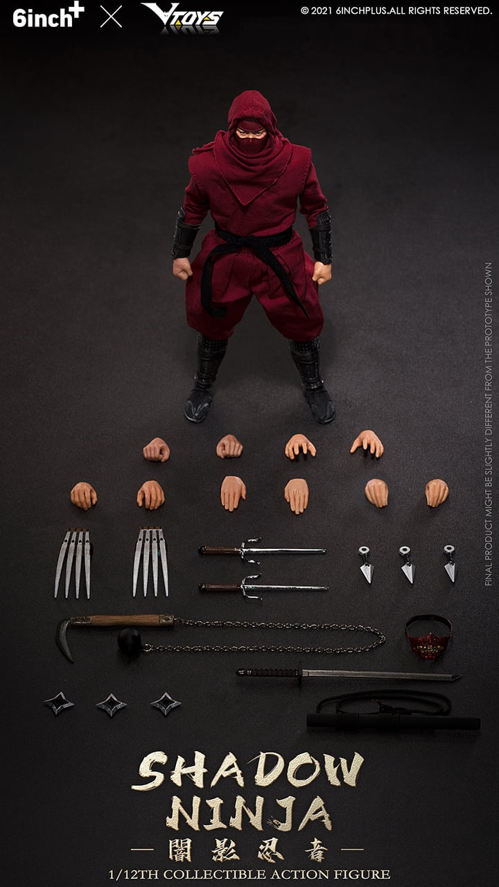 Pedido Figuras Shadow Ninja (3 versiones) marca 6Inch x VToys SN001-2-3 escala pequeña 1/12