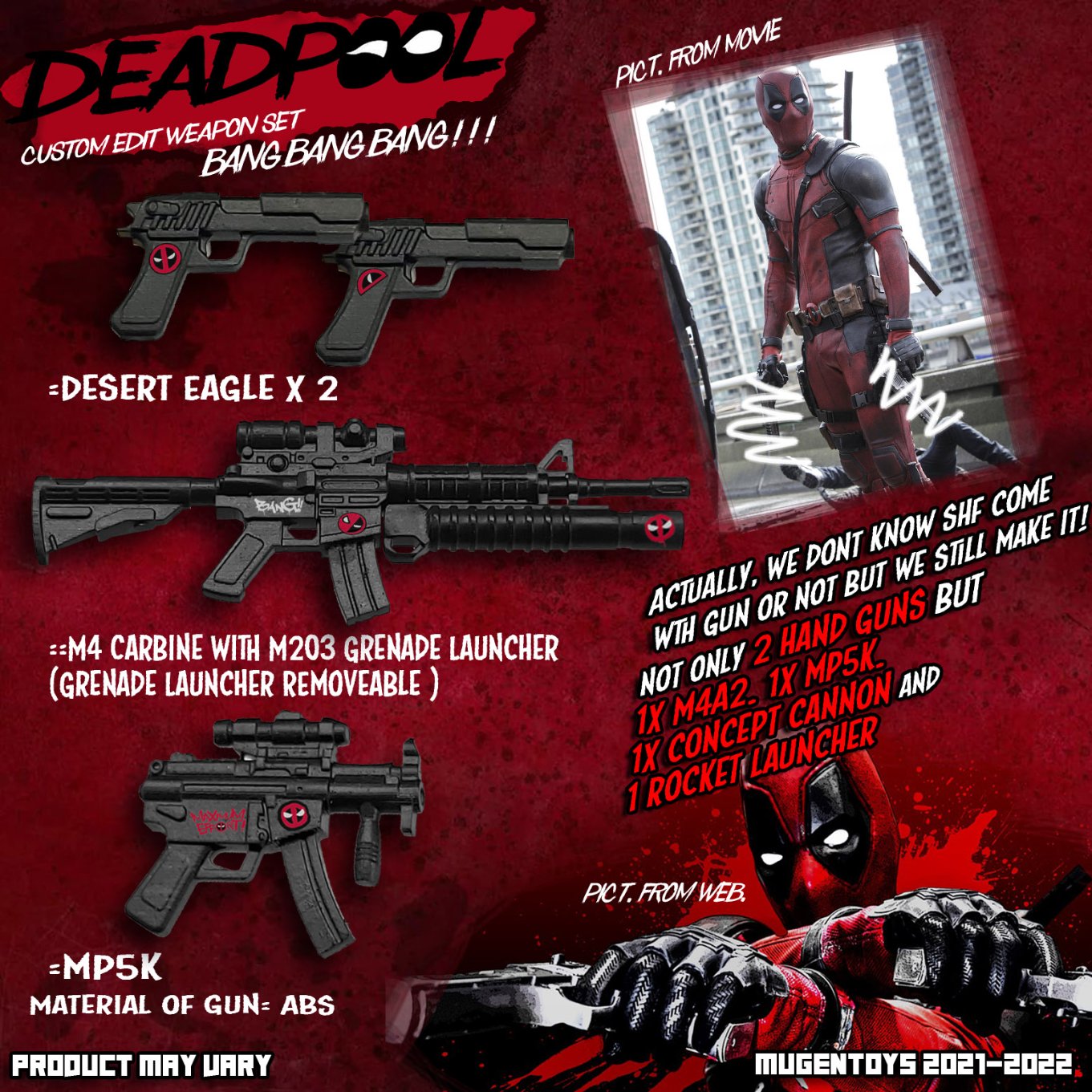 Pedido Set de armas y accesorios D marca Mugentoys escala pequeña 1/12