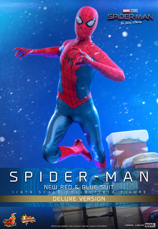 Preventa Figura Spider-Man (Nuevo traje rojo y azul) (Deluxe version) - Spider-Man: No Way Home marca Hot Toys MMS680 escala 1/6