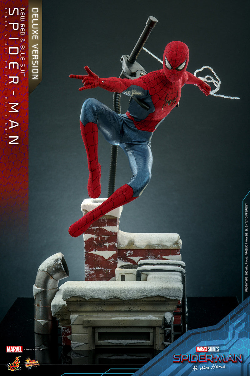 Preventa Figura Spider-Man (Nuevo traje rojo y azul) (Deluxe version) - Spider-Man: No Way Home marca Hot Toys MMS680 escala 1/6
