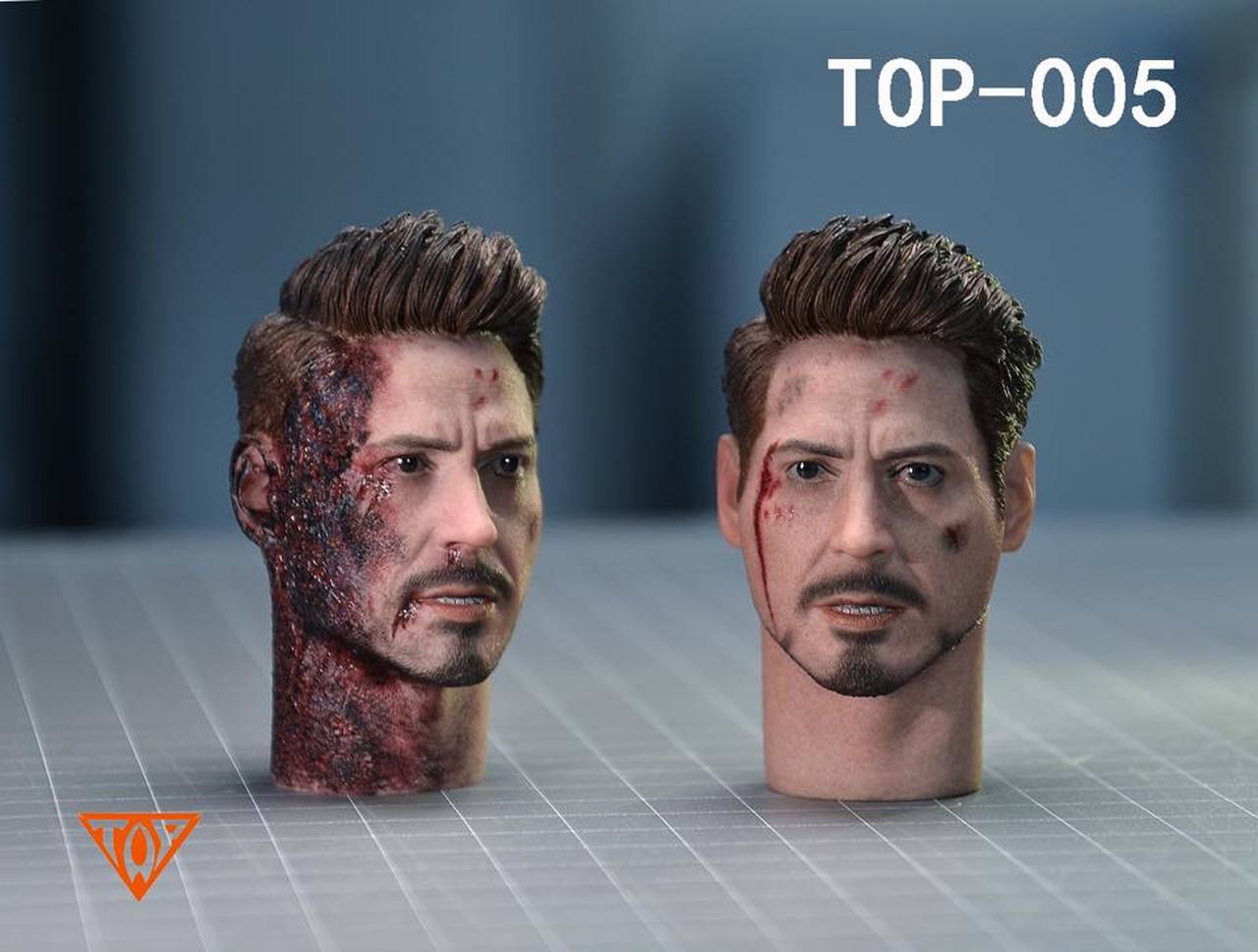 Pedido Set de Cabezas Tony con daño de batalla (Endgame) marca Top 005 escala 1/6