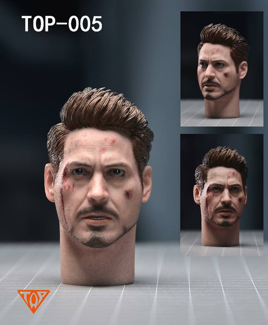 Pedido Set de Cabezas Tony con daño de batalla (Endgame) marca Top 005 escala 1/6