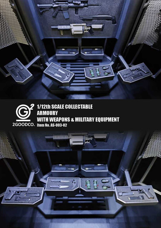 Pedido Accesorio Armeria con Armas y Equipo Militar marca 2Goodco escala 1/12