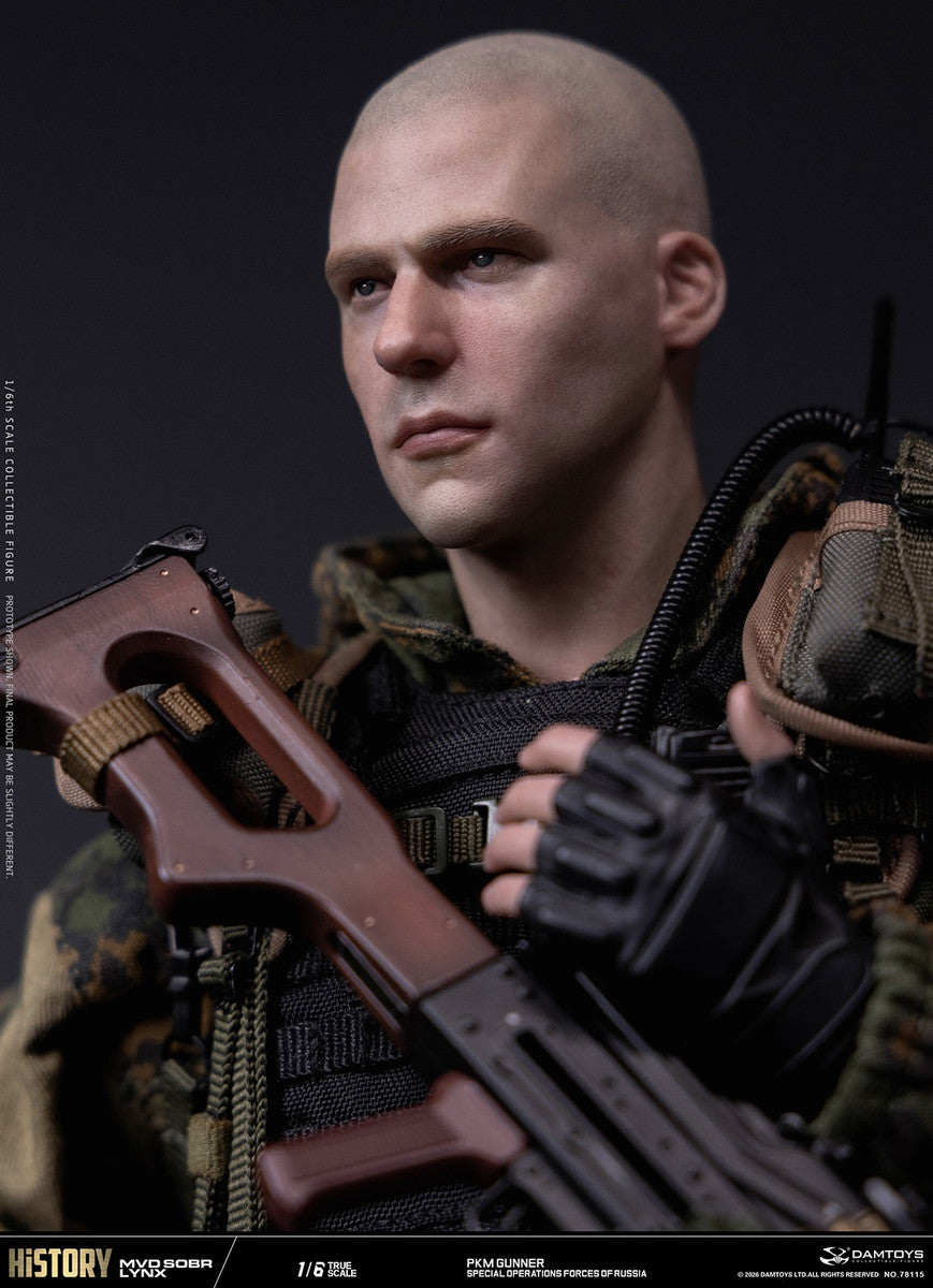 Preventa Figura RUSSIAN SPETSNAZ MVD SOBR LYNX PKM GUNNER marca DAMTOYS 78115 escala 1/6
