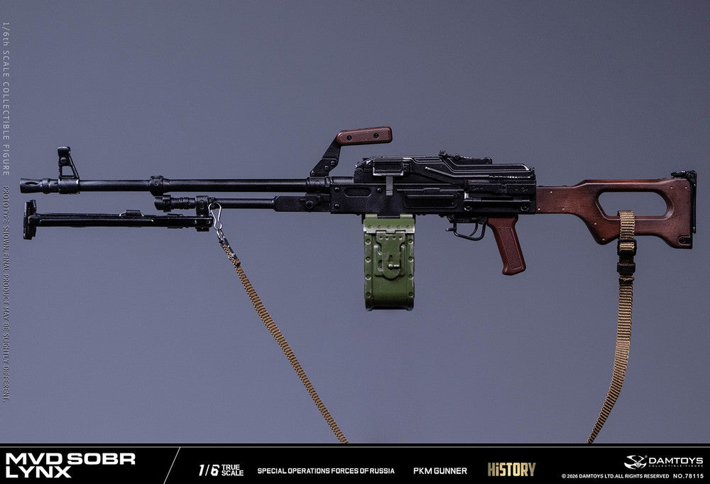 Preventa Figura RUSSIAN SPETSNAZ MVD SOBR LYNX PKM GUNNER marca DAMTOYS 78115 escala 1/6