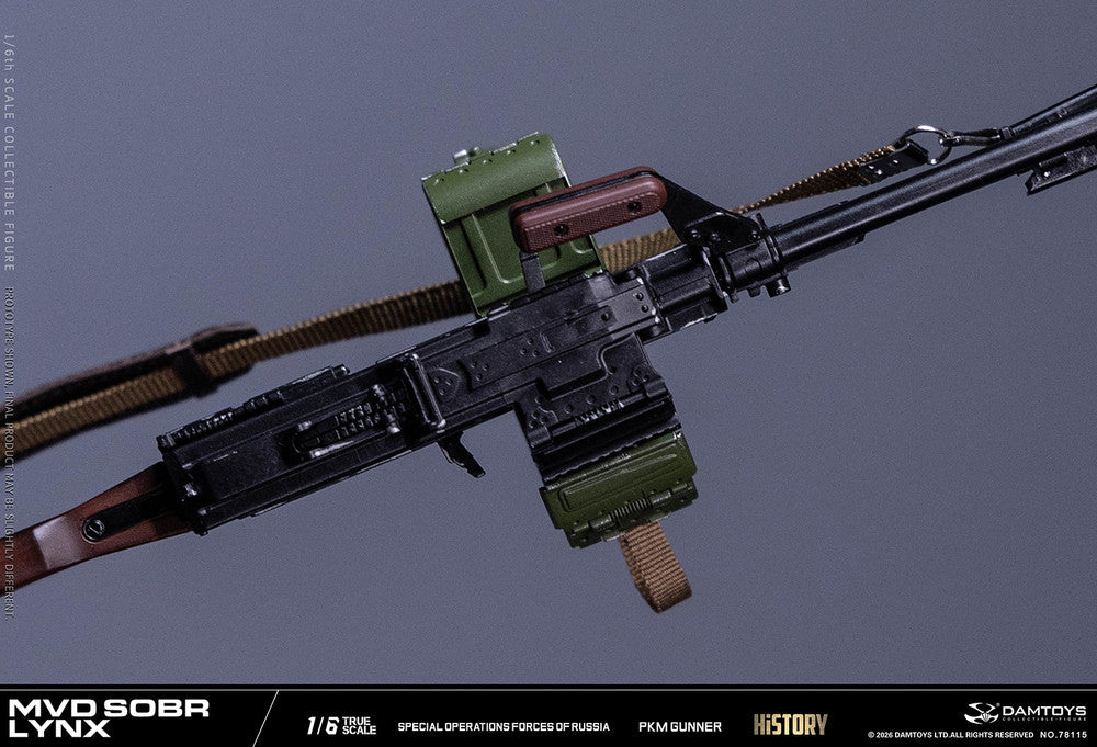 Preventa Figura RUSSIAN SPETSNAZ MVD SOBR LYNX PKM GUNNER marca DAMTOYS 78115 escala 1/6