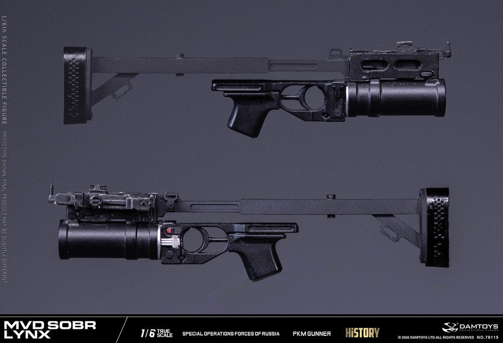 Preventa Figura RUSSIAN SPETSNAZ MVD SOBR LYNX PKM GUNNER marca DAMTOYS 78115 escala 1/6