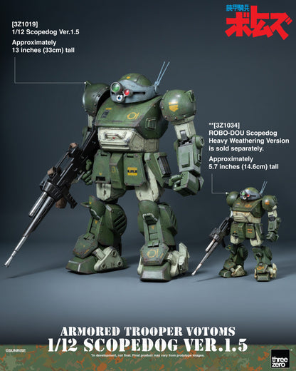 Preventa Figura Scopedog (Ver.1.5) - Armored Trooper Votoms marca Threezero 3Z1019 escala 1/12