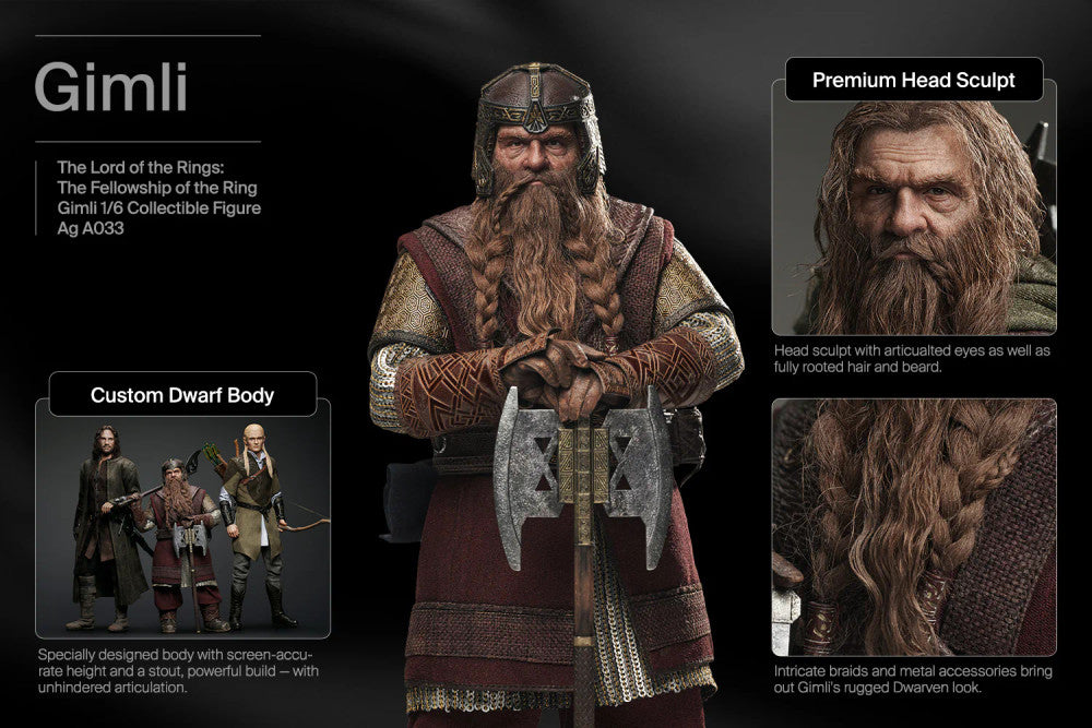 Preventa Figura GIMLI (Cabello enraizado) - The Lord of the Rings: The Fellowship of the Ring marca INART A033 Queen Studio escala 1/6