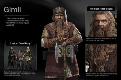 Preventa Figura GIMLI (Cabello enraizado) - The Lord of the Rings: The Fellowship of the Ring marca INART A033 Queen Studio escala 1/6