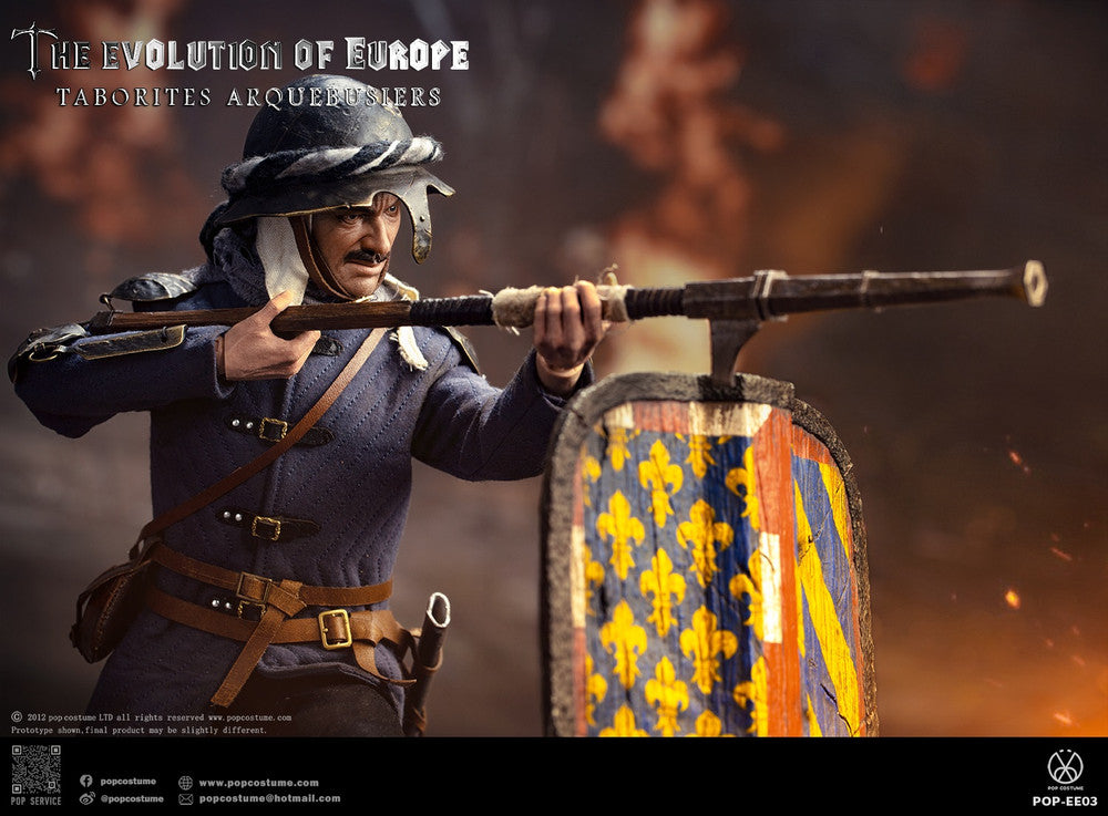 Preventa Figura Taborites Hussite Wars 1420 Arquebusiers- The Evolution of Europe marca POP Costume EE03 escala 1/6
