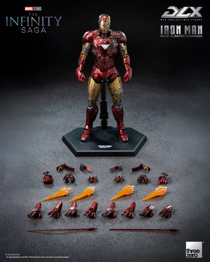 Preventa Figura DLX Iron Man Mark 6 (Battle Damage) - Avengers Infinity Saga marca Threezero 3Z0918 escala pequeña 1/12