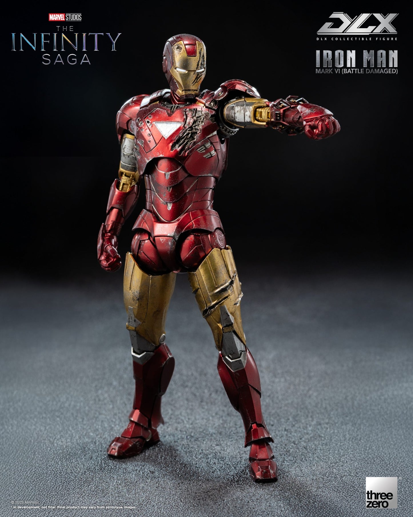 Preventa Figura DLX Iron Man Mark 6 (Battle Damage) - Avengers Infinity Saga marca Threezero 3Z0918 escala pequeña 1/12
