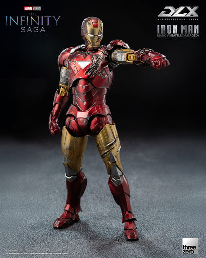 Preventa Figura DLX Iron Man Mark 6 (Battle Damage) - Avengers Infinity Saga marca Threezero 3Z0918 escala pequeña 1/12