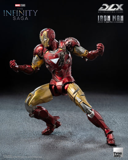 Preventa Figura DLX Iron Man Mark 6 (Battle Damage) - Avengers Infinity Saga marca Threezero 3Z0918 escala pequeña 1/12