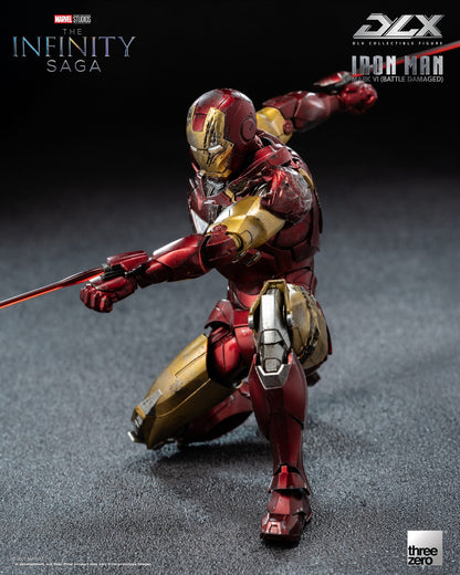 Preventa Figura DLX Iron Man Mark 6 (Battle Damage) - Avengers Infinity Saga marca Threezero 3Z0918 escala pequeña 1/12