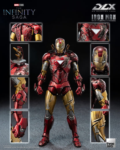 Preventa Figura DLX Iron Man Mark 6 (Battle Damage) - Avengers Infinity Saga marca Threezero 3Z0918 escala pequeña 1/12