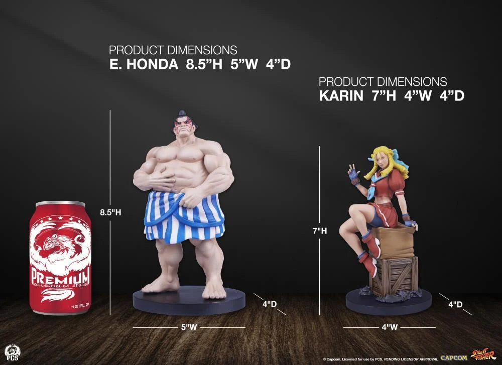 Preventa Set Estatuas Karin y E. Honda - Street Jam - Street Fighter marca PCS Collectibles escala 1/10