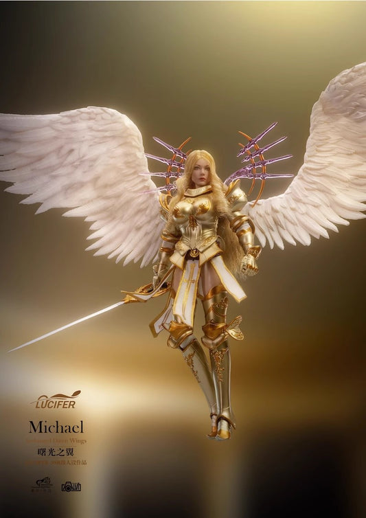 Preventa Figura Michael Archangel Dawn Wings (Golden Armor version) marca Lucifer LXF2311A escala pequeña 1/12