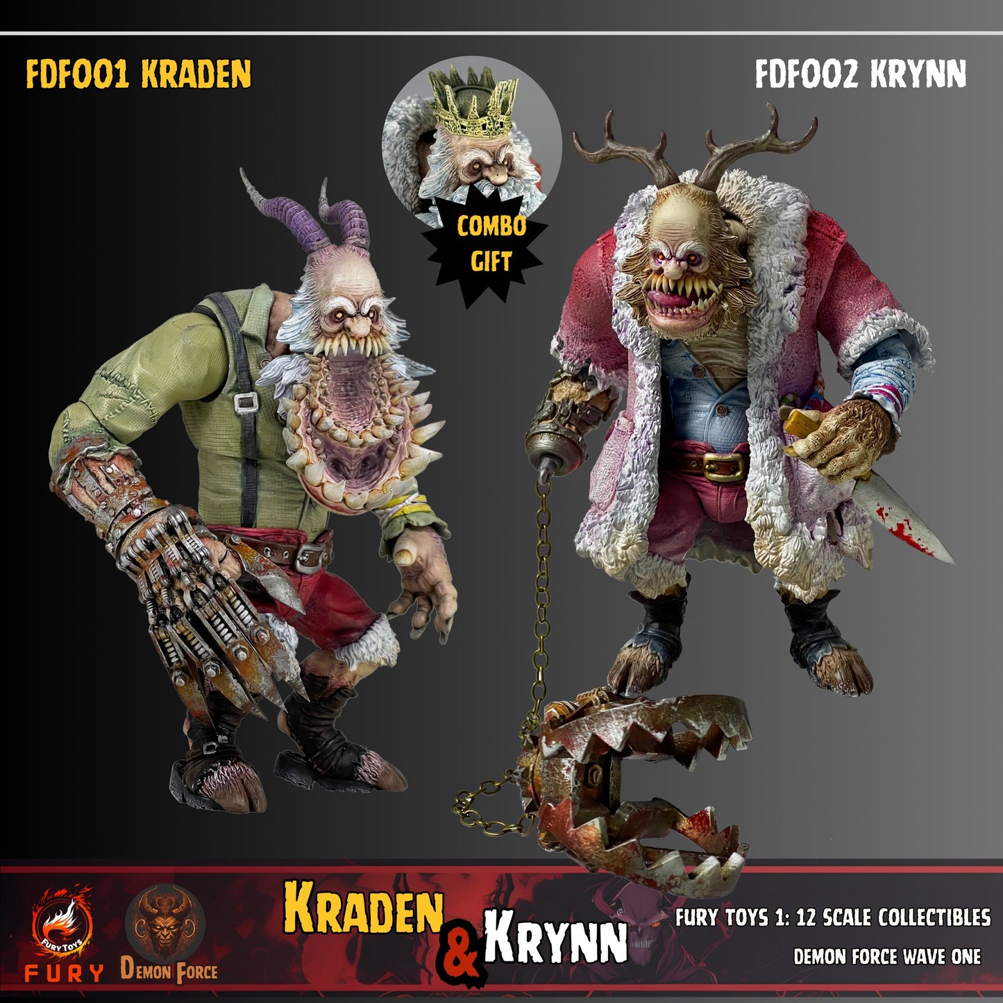 Preventa Figuras Brothers Kraden & Krynn - Demon Force Wave One (Set de 2 figuras + bonus) marca Fury Toys FDF001 FDF002 escala pequeña 1/12