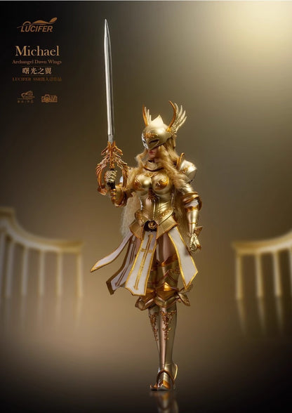 Preventa Figura Michael Archangel Dawn Wings (Golden Armor version) marca Lucifer LXF2311A escala pequeña 1/12