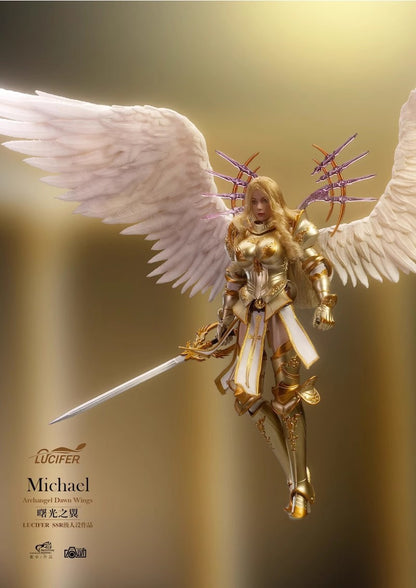 Preventa Figura Michael Archangel Dawn Wings (Golden Armor version) marca Lucifer LXF2311A escala pequeña 1/12