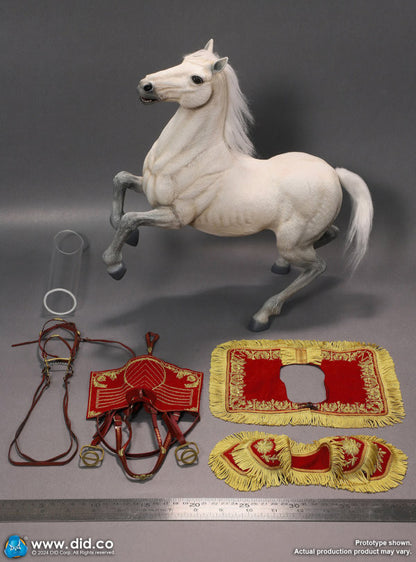 Preventa Figura Caballo de Guerra Blanco de Napoleón (Encabritado) marca DID E60078 escala 1/6