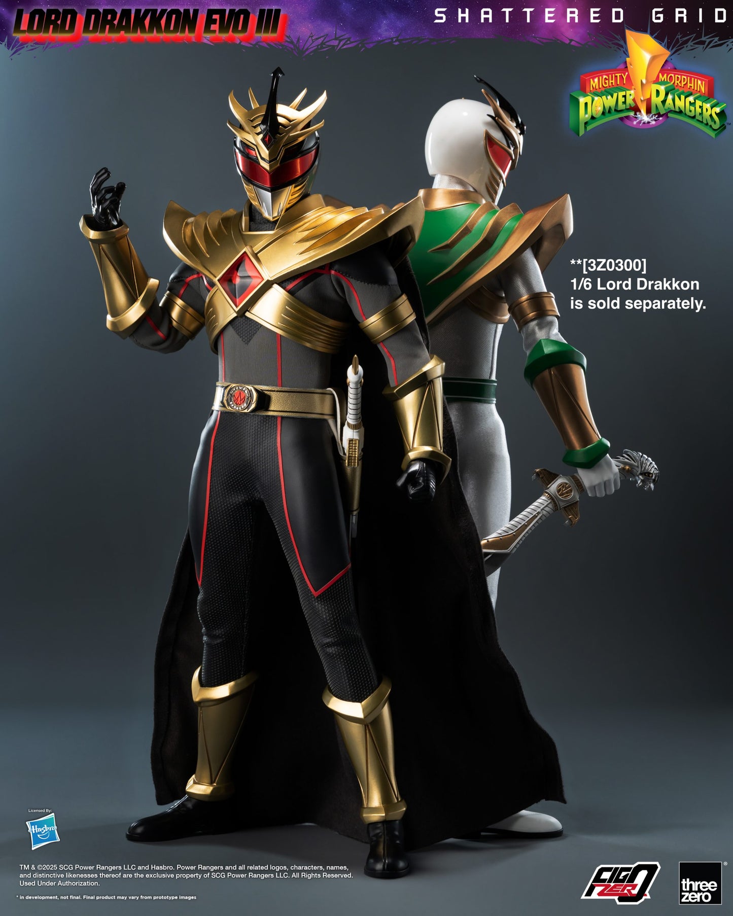 Preventa Figura Lord Drakkon Evo III - Mighty Morphin Power Rangers: Shattered Grid - FigZero marca Threezero 3Z1026 escala 1/6