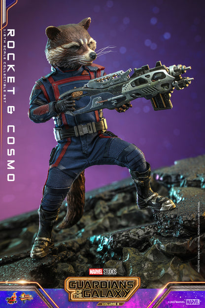 Preventa Figura Rocket y Cosmo - Guardians of the Galaxy Vol. 3 marca Hot Toys MMS708 escala 1/6