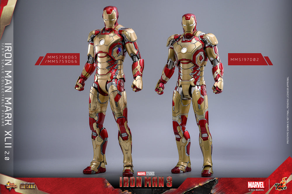 Preventa Figura Iron Man Mark XLII (2.0) - Iron Man 3 marca Hot Toys MMS758 D65 escala 1/6