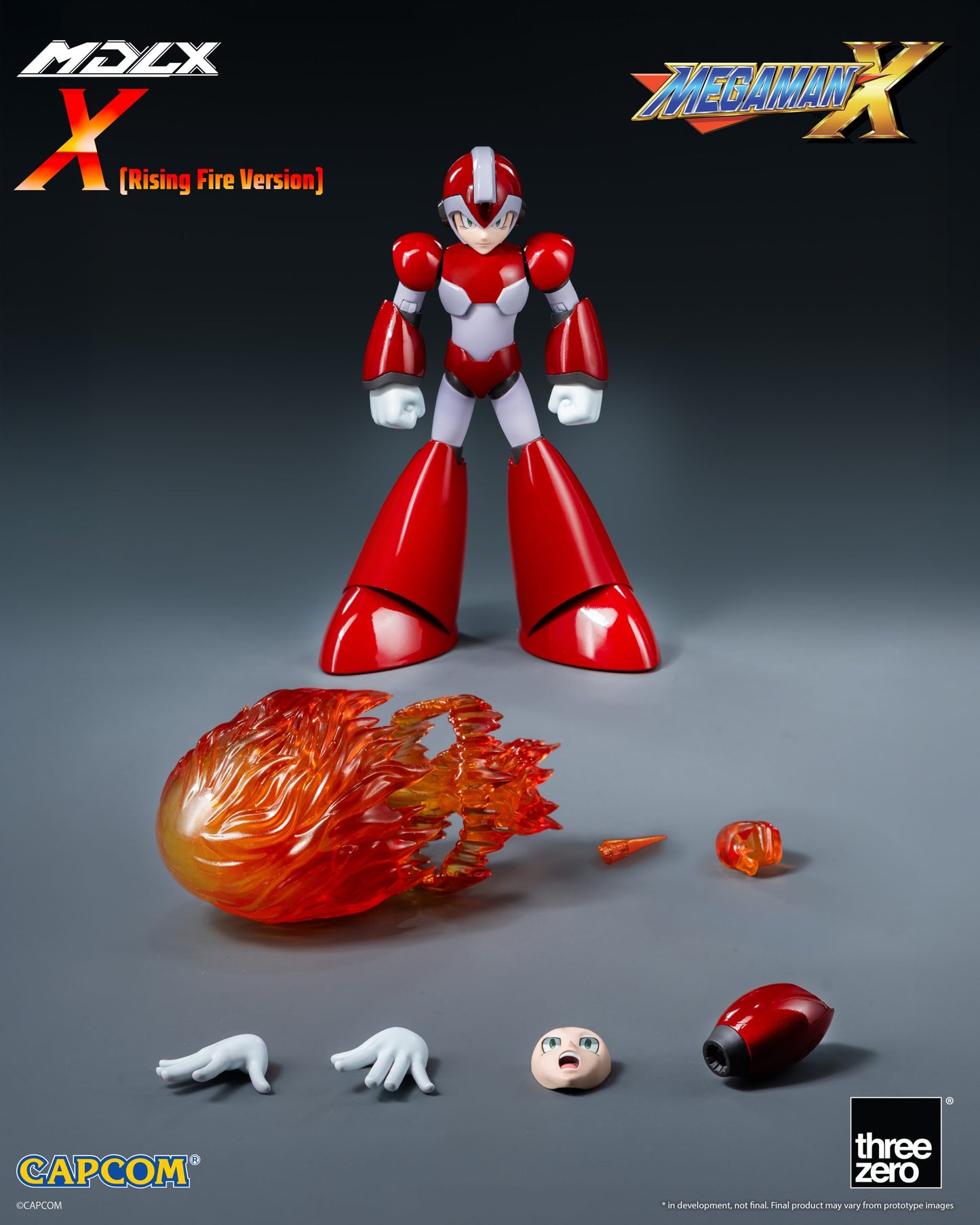 Preventa Figura MDLX X Mega Man X / Rockman X (Rising Fire Version) marca Threezero 3Z0576 escala pequeña 1/12