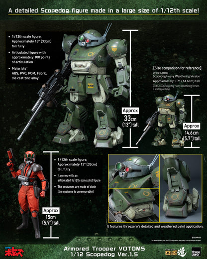 Preventa Figura Scopedog (Ver.1.5) - Armored Trooper Votoms marca Threezero 3Z1019 escala 1/12