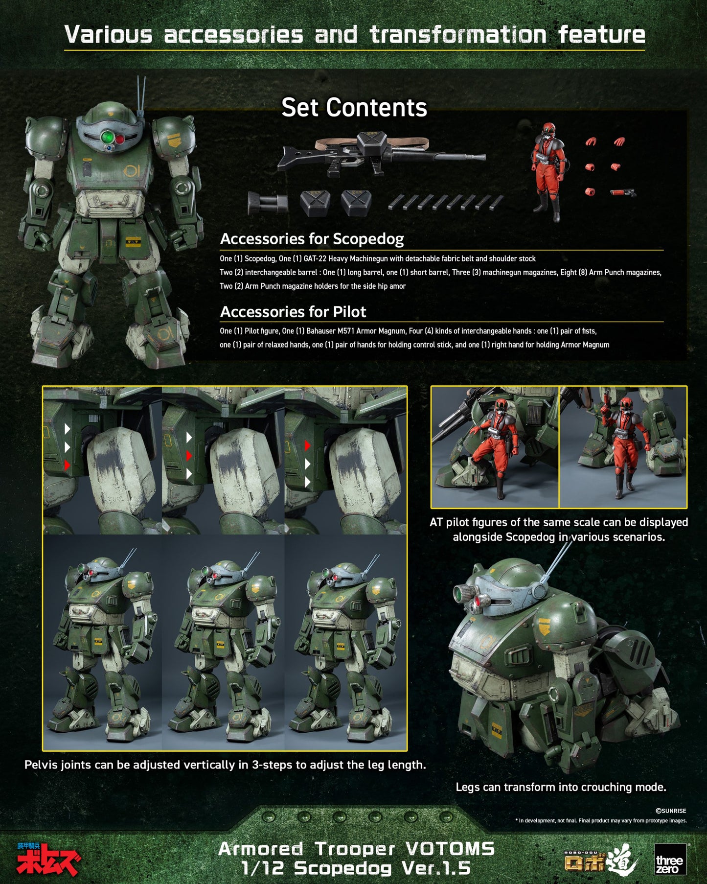 Preventa Figura Scopedog (Ver.1.5) - Armored Trooper Votoms marca Threezero 3Z1019 escala 1/12