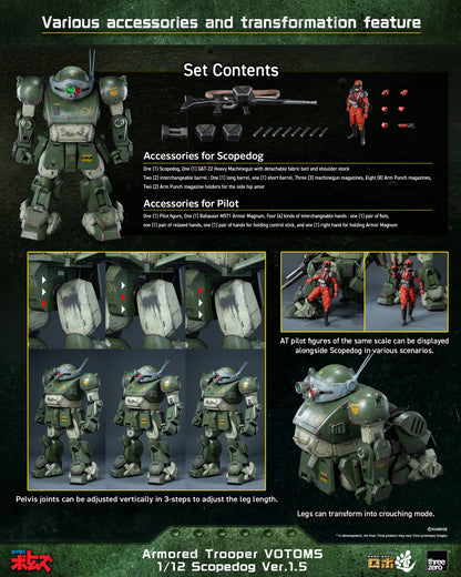 Preventa Figura Scopedog (Ver.1.5) - Armored Trooper Votoms marca Threezero 3Z1019 escala 1/12