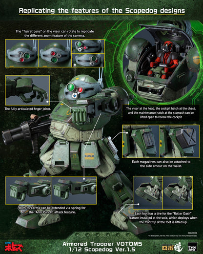 Preventa Figura Scopedog (Ver.1.5) - Armored Trooper Votoms marca Threezero 3Z1019 escala 1/12