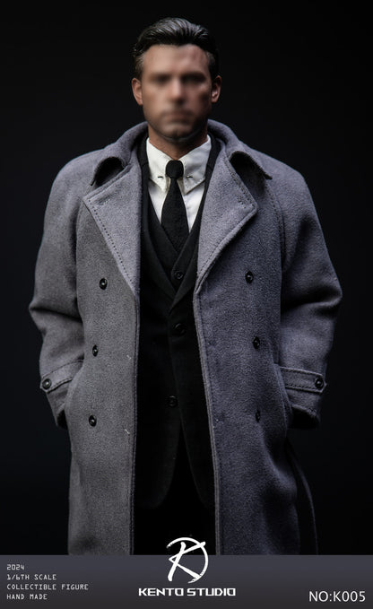 Pedido Set de traje de caballero y abrigo gris con cuerpo marca Kento Studio K005 escala 1/6