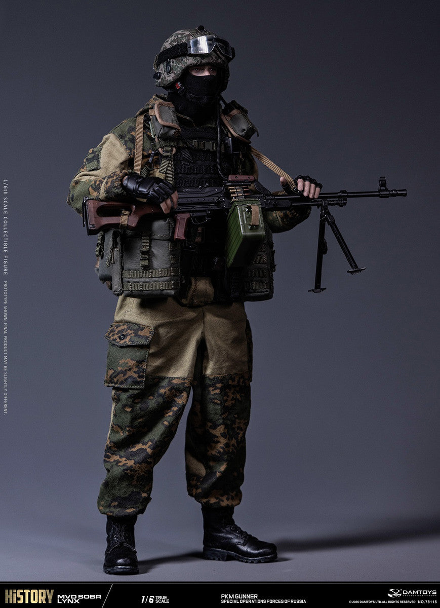Preventa Figura RUSSIAN SPETSNAZ MVD SOBR LYNX PKM GUNNER marca DAMTOYS 78115 escala 1/6