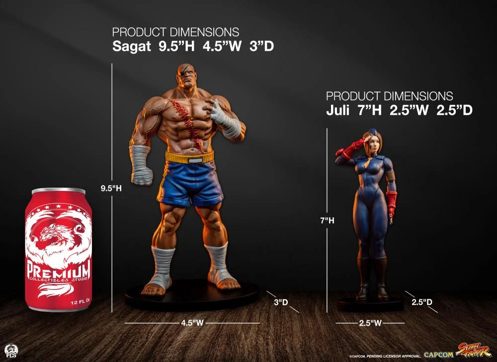 Preventa Set Estatuas Sagat y Juli - Street Jam - Street Fighter marca PCS Collectibles escala 1/10