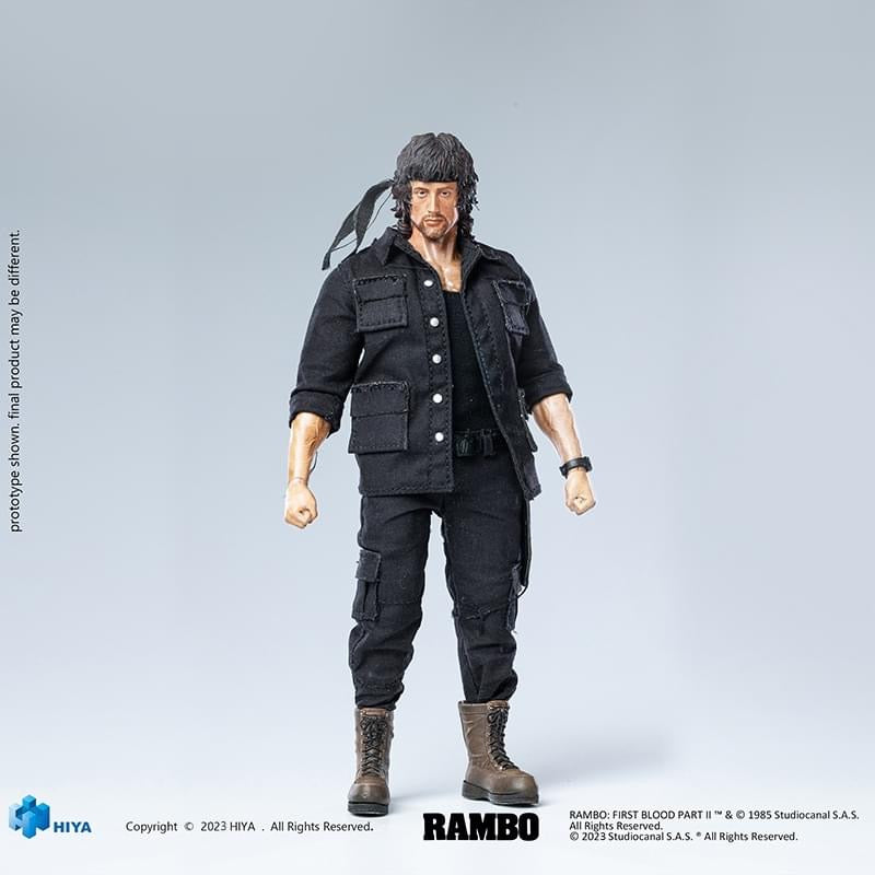 Preventa Figura John Rambo - Rambo: First Blood Part II Exquisite Super Series marca HIYA ESR0099 escala pequeña 1/12