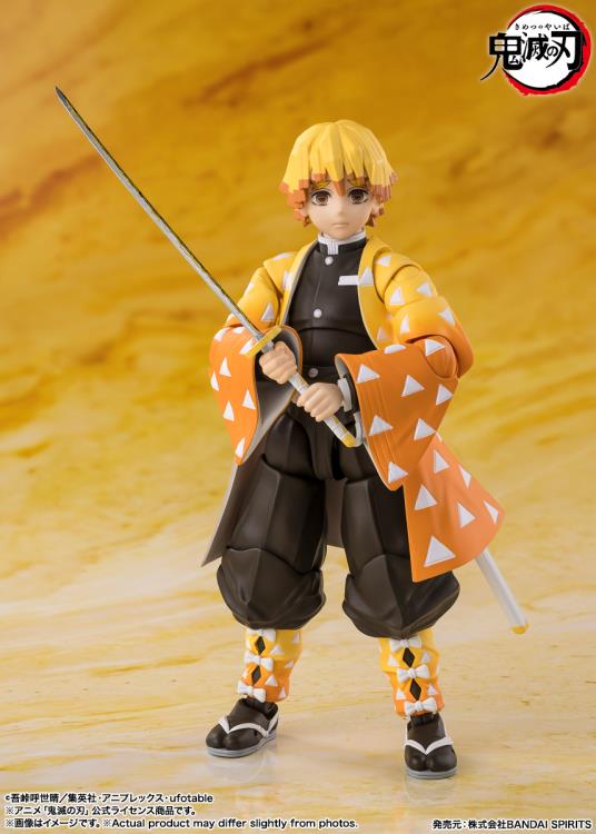 Pedido Figura Zenitsu Agatsuma - Demon Slayer: Kimetsu no Yaiba - S.H.Figuarts marca Bandai Spirits escala pequeña 1/12