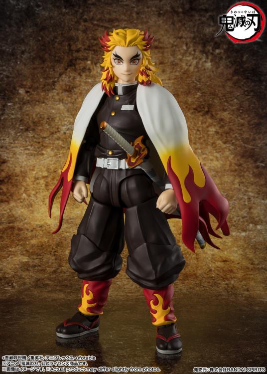 Pedido Figura Kyojuro Rengoku - Demon Slayer: Kimetsu no Yaiba - S.H.Figuarts marca Bandai Spirits escala pequeña 1/12