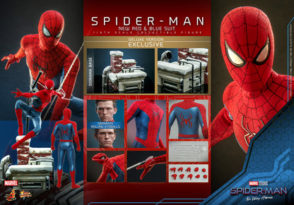 Preventa Figura Spider-Man (Nuevo traje rojo y azul) (Deluxe version) - Spider-Man: No Way Home marca Hot Toys MMS680 escala 1/6