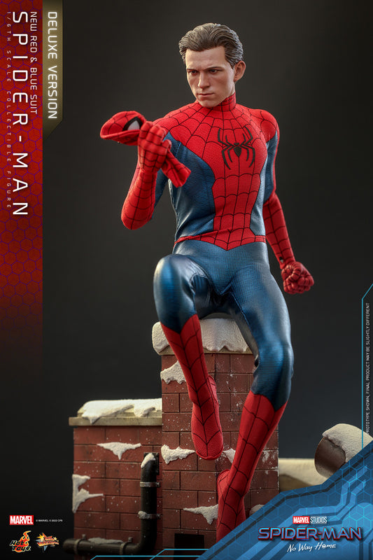 Preventa Figura Spider-Man (Nuevo traje rojo y azul) (Deluxe version) - Spider-Man: No Way Home marca Hot Toys MMS680 escala 1/6